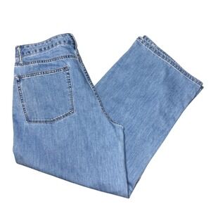 OAT Jeans Cloud Luxe Denim Light Wash Blue 32 Wide Leg Boho Casual High Rise